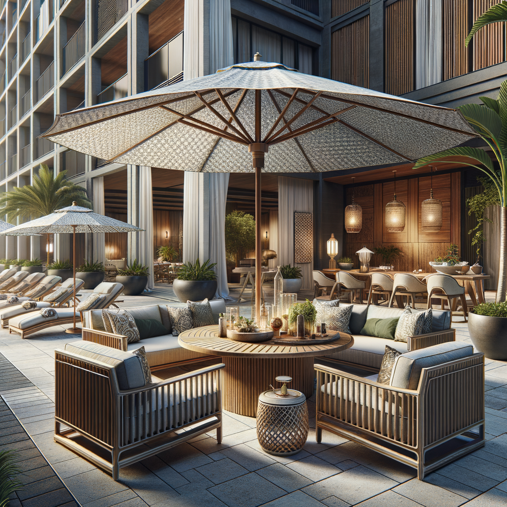 Luxury patio umbrellas in use