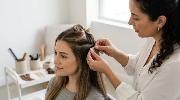 Best alternatives to Glam Seamless: Two women with luxurious, long hair extensions, showcasing seamless integration