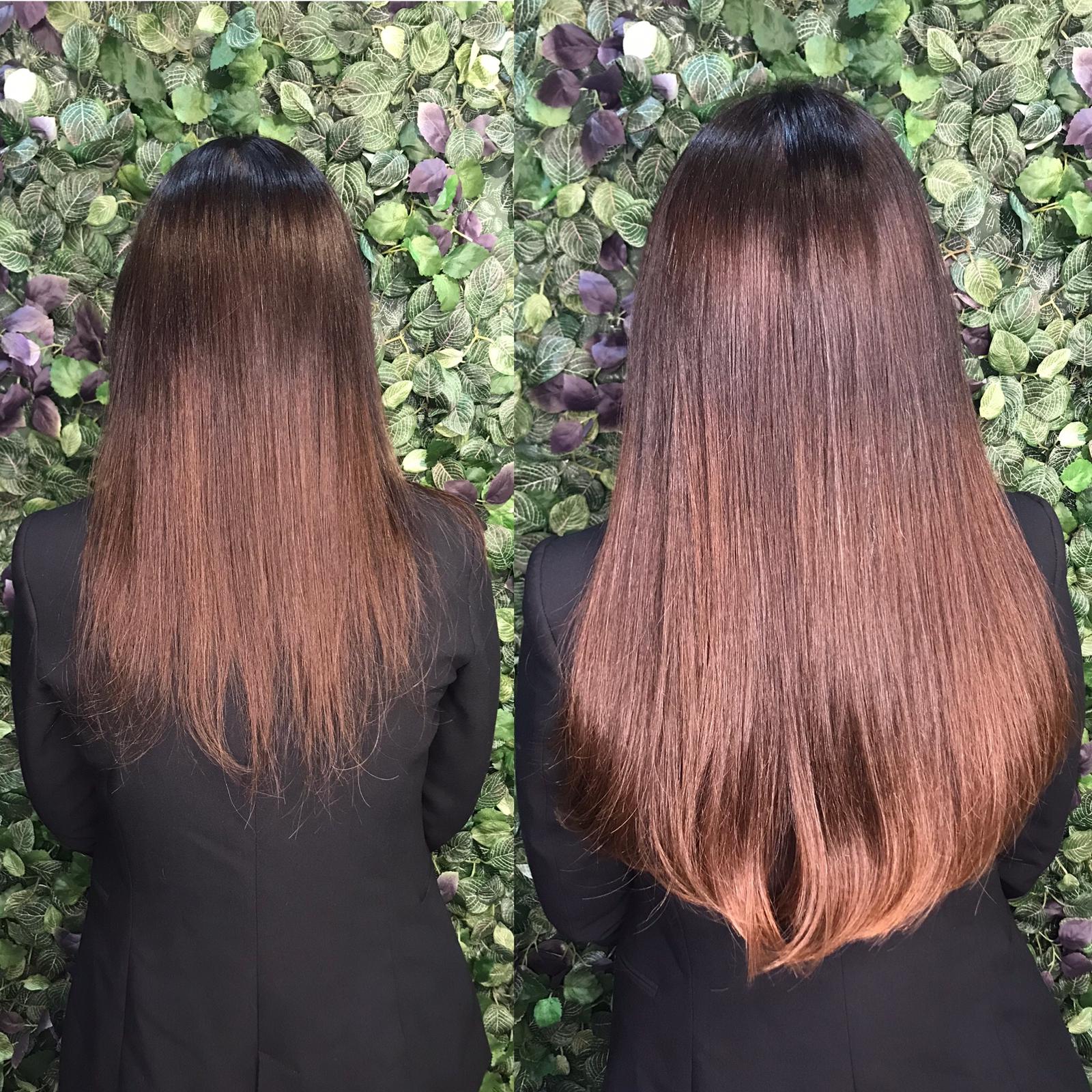 Close up of the application process for Damage-free hair extensions Orlando - FL.